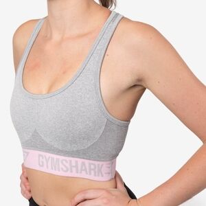 Gymshark Flex Heather Gray Sports Bra with Soft Pink Band